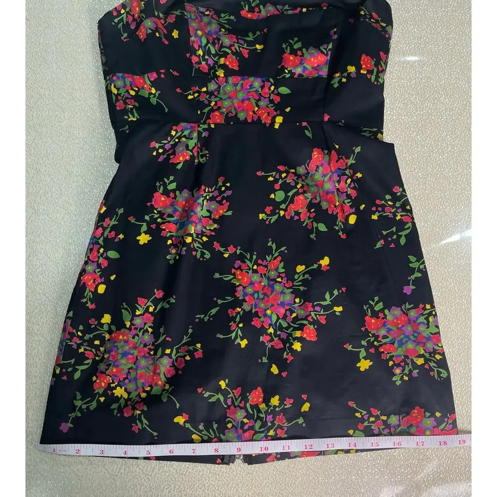 Free People Poison Apple Strapless Floral Mini Dress Black Colorful Print Size 2 - Picture 10 of 10